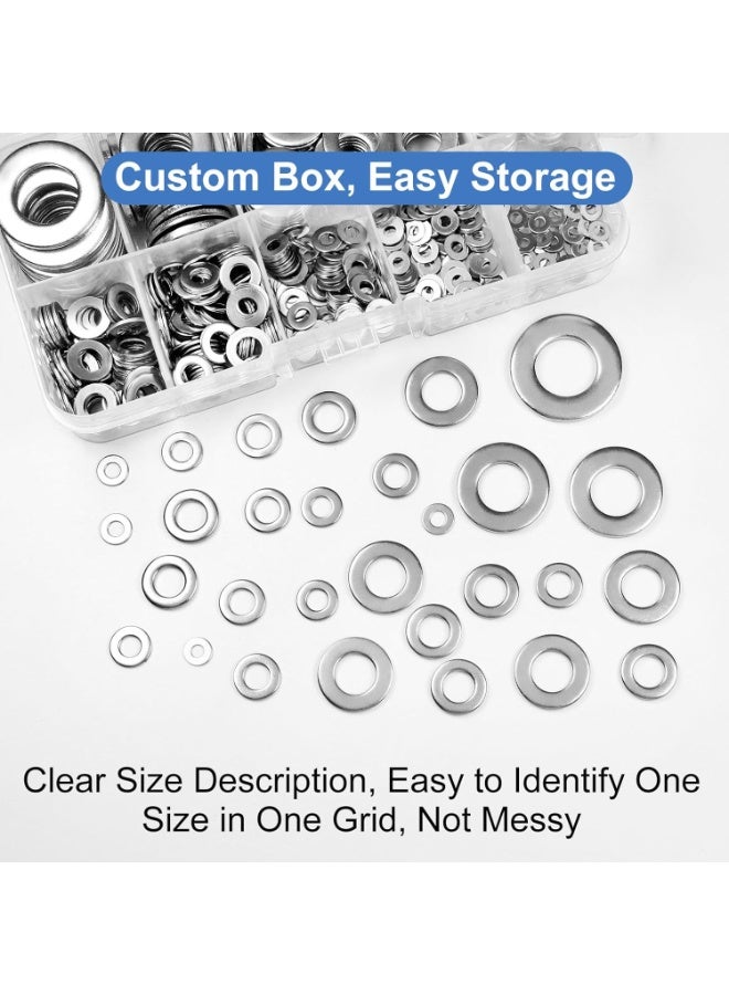 Arabest 304 Stainless Steel Flat Washers 580 Piece Set - Heavy Duty Metric Fender Washers Assortment for Bolts Screws Nuts - Rust Proof Steel Washers Kit - Image 4